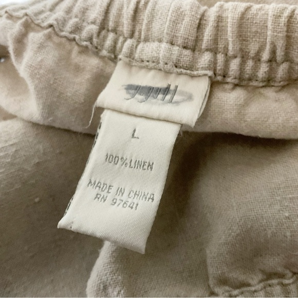 J Jill 100% Linen Drawstring Pants Sz L Wide Leg Neutral Coastal Resortwear Beig - Picture 9 of 9